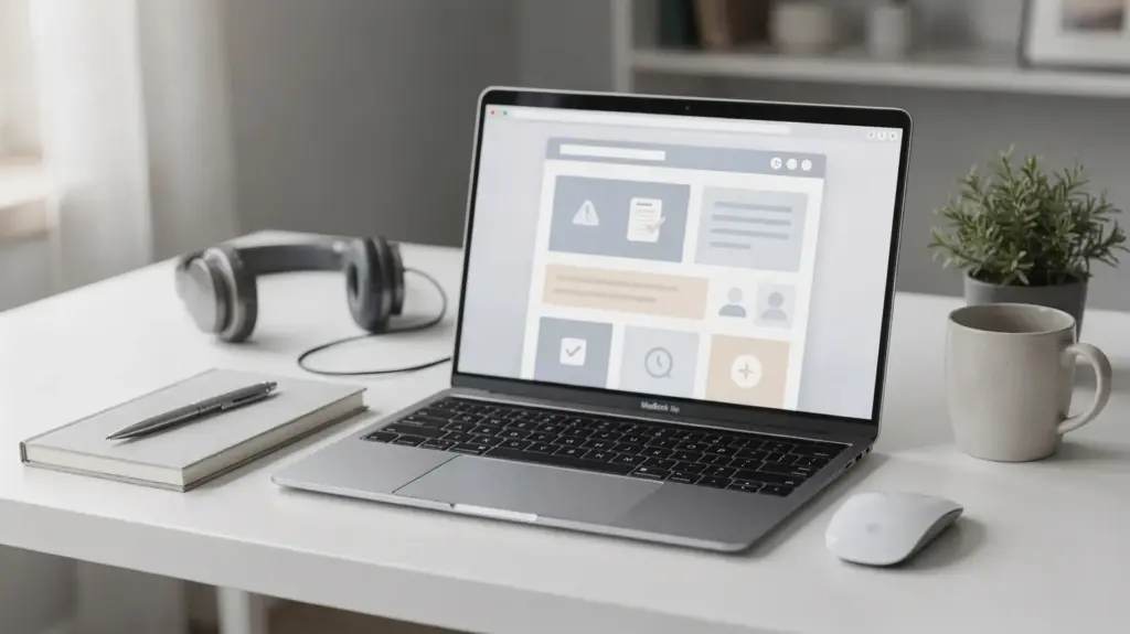 Laptop mit Verzeichnis-Website auf dem Bildschirm als Thema Webverzeichnisse für Backlinks